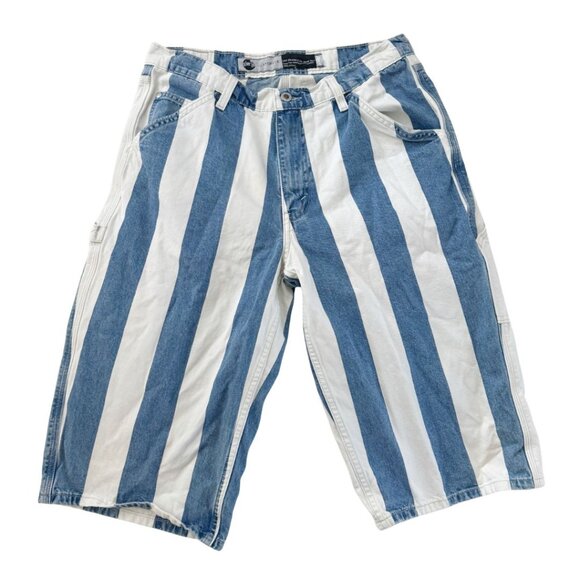 Vintage 90s Levi’s Silver Tab Carpenter Shorts Striped - Picture 1 of 6